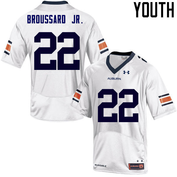Youth Auburn Tigers #22 John Broussard Jr. College Football Jerseys Sale-White - Click Image to Close